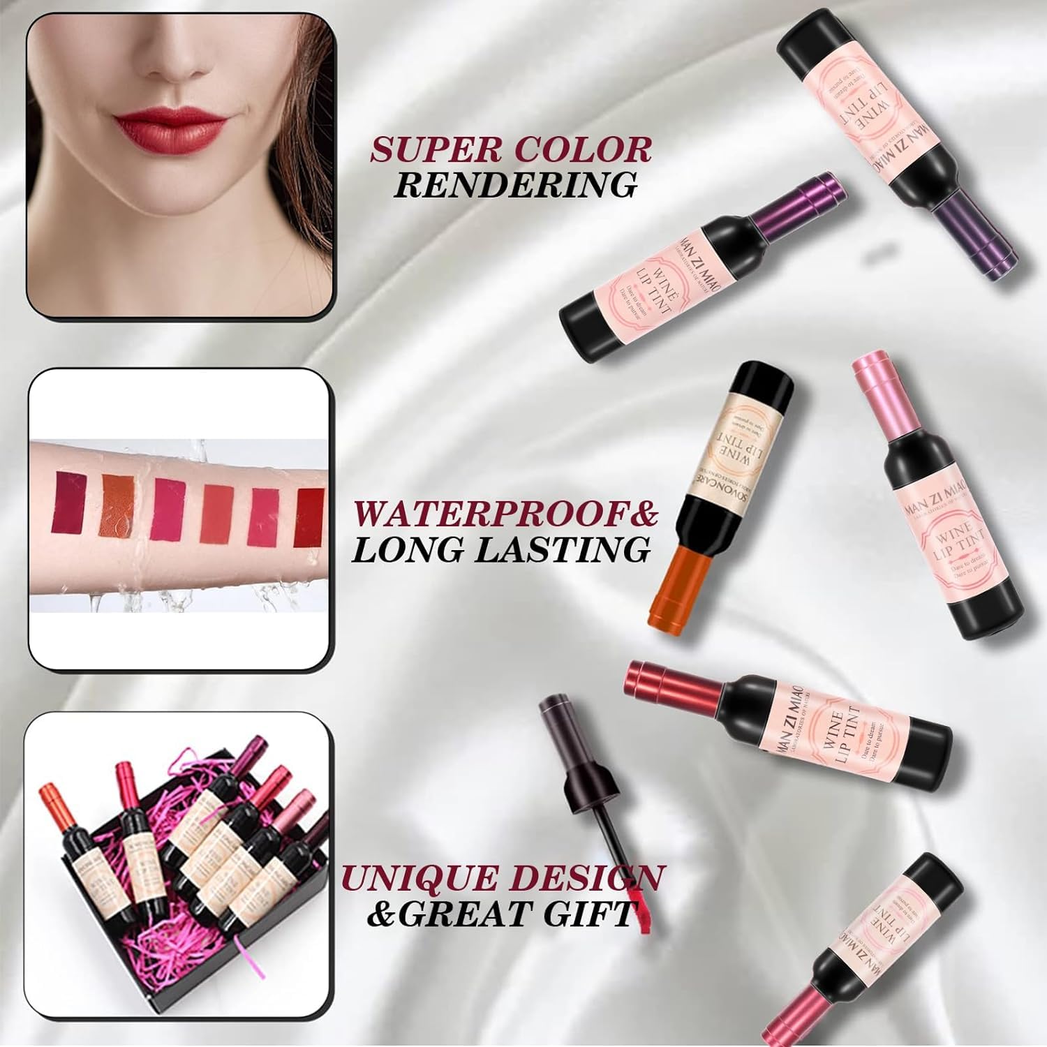 Amazon.com: JTEWZX Wine Lip Tint 6 Colors Matte Long Lasting 24